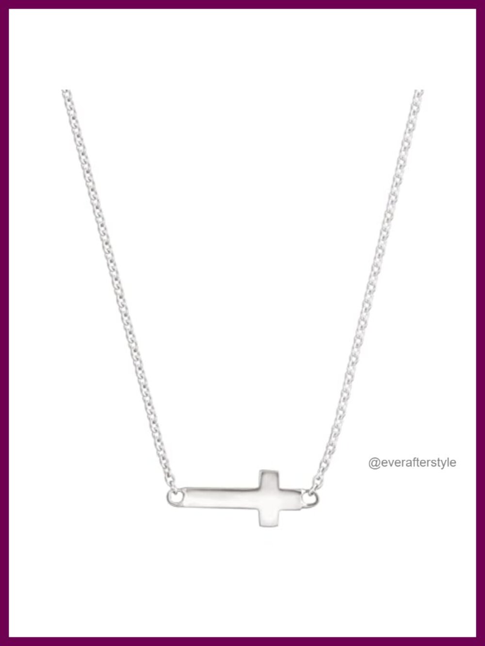 Sterling Silver Horizontal Cross Necklace 16" Pendant